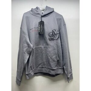Supply & Demand Hoodie Mens Medium Gray Klink HD‎ Graphic Rhinestone Pullover